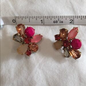 Pink and Orange Gemstone Earrings with Floral Design